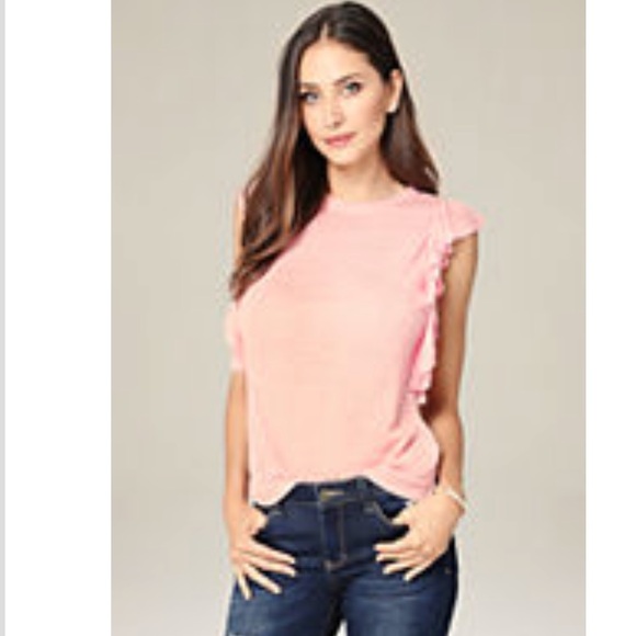 bebe Tops - Bebe small pink knit ruffle sleeve top S